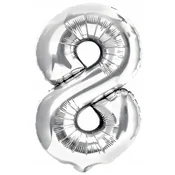 shumee Folija balon za rojstnodnevno zabavo številka 8 velik srebrn 80 cm zabava