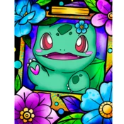 shumee Slikanje po številkah z okvirjem Slike za slikanje Pokemon Bulbasaur 40x50 cm