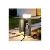 BRILAGI - Zunanja svetilka z 2 SCHUKO vtičnicama PILLAR 1xG9/11W/230V IP44 siva