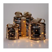 SET 3x LED božicne dekoracije 90xLED/2xAA + 3xAA + 3xAA topla bijela pokloni/crna