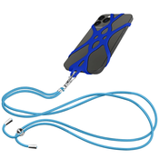 AVIZAR Vrvica za pametni telefon, nastavljiva najlonska vrvica z univerzalnim silikonskim kavljem - modra, (20633106)