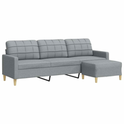 Trosjed s tabureom svjetlosivi 210 cm od tkanine