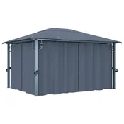 Vidaxl Paviljon z zaveso 400x300 cm antraciten aluminij
