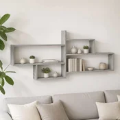 vidaXL Stenska polica Betonsko siva 168,5 x 17 x 68 cm Inženirski les