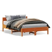 Vidaxl Posteljni okvir brez vzmetnice voščeno rjav 140x190 cm borovina