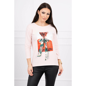 Blouse with 3D graphics Remarkable powder pink