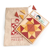 Drveni mozaik Patchwork Quilt Puzzle Tender Leaf Toys smeđi trokutići 32 dijela 4 boje