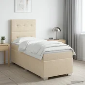 Boxspring krevet s madracem Krem 100 x 200 cm Tkanina 100 x 200 x 140.5 cm
