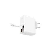 Ksix GaN ultra hiter zidni polnilec 65W, USB-A in vgrajen pomični USB-C kabel