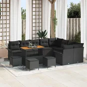 Sjedeća garnitura za vrt 13 kom. Crna poliratan 297.4 x 234 x 85 cm