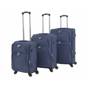 VIDAXL 3 delni komplet mehkih potovalnih kovčkov mornarsko modre barve