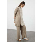 Trendyol Mink Color Block Sweater-Pants Knitwear Top-Top Set