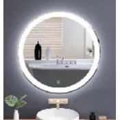 Costway Okroglo LED osvetljeno kopalniško ogledalo 70 cm z nastavljivo svetlostjo
