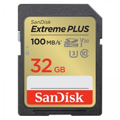 SANDISK spominska SDHC kartica EXTREME PLUS 32GB (100/60MB/s, UHS-I, C10, U3)