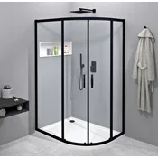 Gelco SIGMA SIMPLY BLACK Četrtkrožna Zaslonka 1200x900 mm R550, Prozorno Steklo, Črna Mat