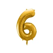 PartyDeco Folija balon številka 6 zlat 86 cm