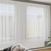 Čipkasta Zavesa z zavesami Bela 240 x 1200 cm Poliester