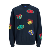 JACK & JONES Pulover JORHOLIDAY nočno modra/svetlo rumena/meta/rdeča