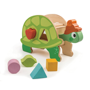 Drvena didakticka kornjaca Tortoise Shape Sorter Tender Leaf Toys s oblikovanim kockama od 18 mjeseci starosti