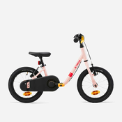 BTWIN Roze dečji balans bicikl 2-u-1 DISCOVER 500 (14 inča, 3–5 godina) 14