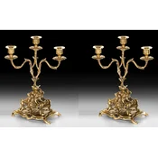 Casa Padrino luxury baroque candle holder set gold 24 x H. 34 cm - Handmade baroque style bronze candlesticks - Baroque decorative accessories - Baroque interior - Noble & Magnificent