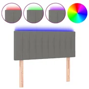 Vidaxl LED posteljno vzglavje temno sivo 90x5x78/88 cm blago