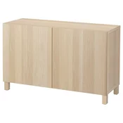 BESTA Kombin. odlaganje s vratima, belo b. im. hrastovine/Lappviken/Stubbarp belo b. im. hrastovine, 120x42x74 cm
