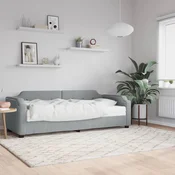 Greatstore Dnevna postelja z vzmetnico svetlo siva 90x190 cm blago