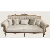 Casa Padrino luxury baroque velvet sofa gray/natural - Magnificent living room sofa - Baroque style living room furniture - Luxury furniture in baroque style - Noble & Magnificent
