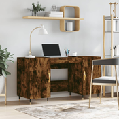 vidaXL Pisalna miza dimljeni hrast 140x50x75 cm inženirski les