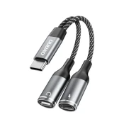 DUDAO 2v1 adapter, razdelilnik USB-C za napajanje in slušalke - siv