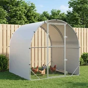 vidaXL Hiša za kokoši Srebrna 200 x 200 x 200 cm Pocinkano jeklo