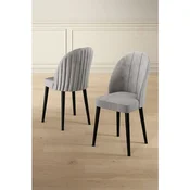 Hanah Home set trpezarijskih stolica Mara 4 kom, siva tkanina Babyface, crne metalne noge