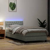 vidaXL vidaXL Box spring postelja z vzmetnico svetlo siva 80x220 cm žamet, (21793148)