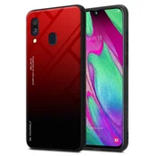 Cadorabo CADORABO Ohišje, združljiv s Samsungom v rdeči barvi - črni - dvobarvni zaščitni pokrov iz silikona TPU in hrbta iz kaljenega stekla, (20574008)