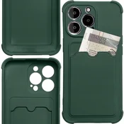 HURTEL Ovitek Card Armor za Samsung Galaxy A22 4G, denarnica s kartico, silikonski ovitek Armor, zračna blazina, zelen