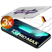Nikcorp Zaščitno kaljeno steklo za iPhone 13 Pro Max 6.7, komplet 3 kosov z aplikatorjem, trdota 10H, prozorno, za raven zaslon