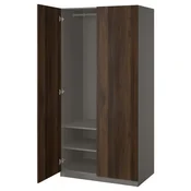 PAX/STORKLINTA Garderobni sestav, temno siva/temno rjava imitacija luženega hrasta, 100x60x201 cm