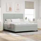 vidaXL vidaXL Box Spring Postelja z Matracem Svetlo Siva Super King Žamet, (22052520)