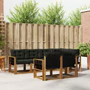 Set vanjskih sofa 7 kom. Prirodna i crna