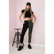 Kesi Womens sweatpants with QUEEN inscription khaki