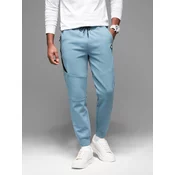 Ombre Mens sweatpants with ribbed cuffs and decorative zipper - light blue
