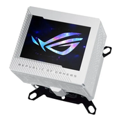 ASUSov vodni blok CPU ROG RYUJIN III WB, 3,5-palčni LCD zaslon, bel