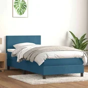 vidaXL vidaXL Box spring postelja z vzmetnico temno modra 80x220 cm žamet, (21792248)
