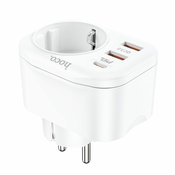 Hoco NS3 polnilnik 2x USB QC3 3A/USB-C 20W PD + zásuvka, bela