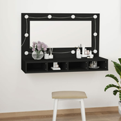 Ormaric s ogledalom i LED svjetlima crni 90 x 31,5 x 62 cm