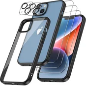 shumee OVITEK IPHONE 14 Plus ČRN OKVIR 3x KALJENO STEKLO ZAŠČITA KAMERE