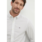 Pamucna košulja Gant za muškarce, boja: bijela, slim, s button-down ovratnikom