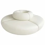 Casa Padrino Luxury Sofa Cream A 340 x H. 72 cm - Round Modular Faux Leather Sofa