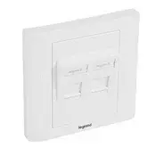 Legrand ugradbena kutija - za 2xRJ45 keystone priključka, kosa, s bijelim poklopcem i okvirom, držač etikete 632797